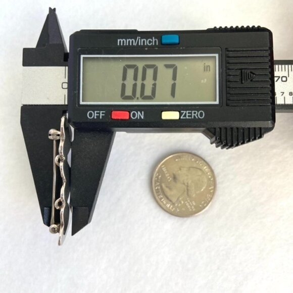 Vintage Sterling Silver 925 1.5" Stacked Hearts Blue Lapis Brooch - Picture 15 of 16